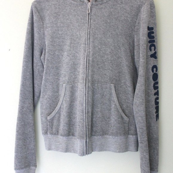 Juicy Couture Gray "Silver Lining" Terry Cloth Jacket / Hoodie - Picture 4 of 7
